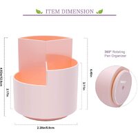 360 degree rotating multi-functional pen holder with 3 separate layer for office desk organiser (Pink) thumbnail