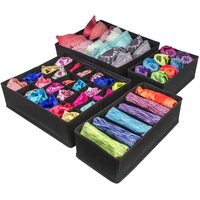 4 Pack Foldable Drawer Dividers Storage Boxes (Black) thumbnail