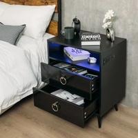 Amelia Modern LED Bedside table with USB and power socket black x 2 thumbnail