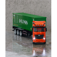 1:18 Scale 9-Channel Alloy Remote Control Container Truck with Lights & Sound for Indoor Play thumbnail