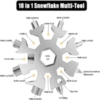 18 in 1 Multi-tool Snowflake Bottle Opener Stainless Keychain Wrench Screwdriver Silver thumbnail
