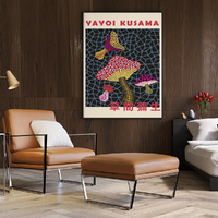 Wall Art Mushroom By Yayoi Kusama Black Frame Canvas 50cmx70cm thumbnail