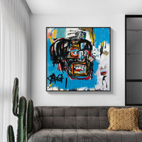 Wall Art 60cmx60cm Blue Head By Basquiat Black Frame Canvas thumbnail