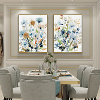Wall Art 60cmx90cm Colourful Floras Watercolour style 2 Sets Gold Frame Canvas thumbnail
