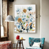Wall Art 70cmx100cm Colourful Floras Watercolour style I Gold Frame Canvas thumbnail