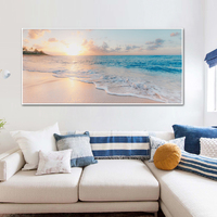 Wall Art 40cmx80cm Ocean and Beach White Frame Canvas thumbnail