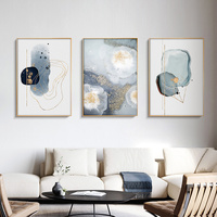 Wall Art 60cmx90cm Marbled Light Grey 3 Sets Gold Frame Canvas thumbnail