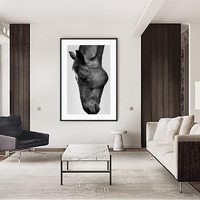 Wall Art 60cmx90cm Modern Black Horse Black Frame Canvas thumbnail