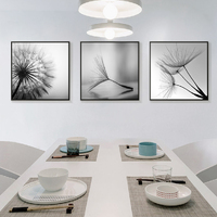 Wall Art 50cmx50cm Botanical dandelions 3 Sets Black Frame Canvas thumbnail