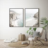 Wall Art 50cmx70cm Mountain Beach 2 Sets Black Frame Canvas thumbnail
