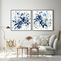 Wall Art 60cmx60cm Indigo Garden By Carol Robinson 2 Sets Black Frame Canvas thumbnail