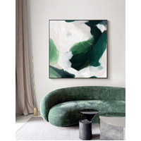 Wall Art 70cmx70cm French Abstract Green Black Frame Canvas thumbnail