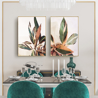 Wall Art 40cmx60cm Botanical Leaves 2 Sets Gold Frame Canvas thumbnail
