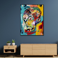 Wall Art 50cmx70cm Pop Art Head Black Frame Canvas thumbnail