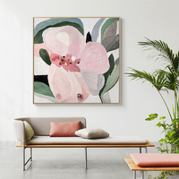 Wall Art 50cmx50cm Floral Hand Painting Style Wood Frame Canvas thumbnail