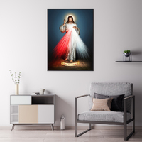 Wall Art 60cmx90cm Jesus Divine Mercy I Trust In You Black Frame Canvas thumbnail