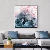 Wall Art 60cmx60cm Marbled Pink Grey Black Frame Canvas thumbnail