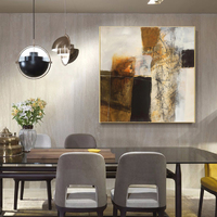 Wall Art 60cmx60cm Abstract gold brown painting style Gold Frame Canvas thumbnail