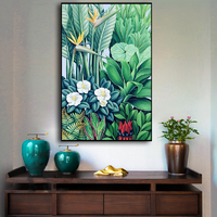 Wall Art 70cmx100cm Tropical plants Black Frame Canvas thumbnail