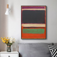 Wall Art 50cmx70cm Black Orange Green By Mark Rothko Black Frame Canvas thumbnail