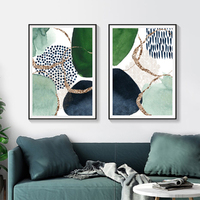 Wall Art 100cmx150cm Abstract Green and Navy 2 Sets Black Frame Canvas thumbnail