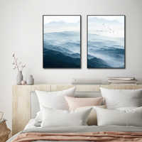 Wall Art 100cmx150cm Blue mountains 2 Sets Black Frame Canvas thumbnail