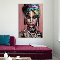 Wall Art 80cmx120cm African woman II Gold Frame Canvas thumbnail