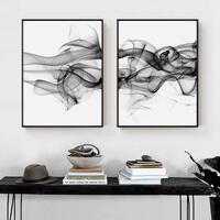 Wall Art 70cmx100cm Stylish Abstract Black 2 Sets Black Frame Canvas thumbnail