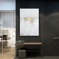 Wall Art 70cmx100cm Abstract gold white single II White Frame Canvas thumbnail
