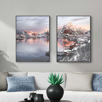 Wall Art 70cmx100cm Nordic Norway 2 Sets Black Frame Canvas thumbnail