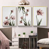 Wall Art 100cmx150cm Tulip Flower 3 Sets Gold Frame Canvas thumbnail