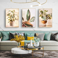 Wall Art 80cmx120cm Botanical Leaves Watercolor Style 3 Sets Gold Frame Canvas thumbnail
