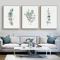 Wall Art 40cmx60cm Eucalyptus Plant 3 Sets Gold Frame Canvas thumbnail