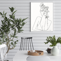 Wall Art 90cmx135cm Line Art Girl White Frame Canvas thumbnail