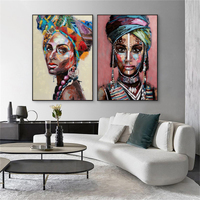 Wall Art 70cmx100cm African women 2 Sets Black Frame Canvas thumbnail