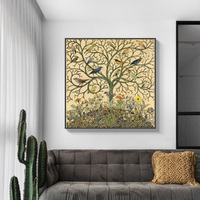 Wall Art 40cmx40cm Tree Of Life Black Frame Canvas thumbnail