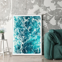 Wall Art 70cmx100cm Blue Ocean White Frame Canvas thumbnail