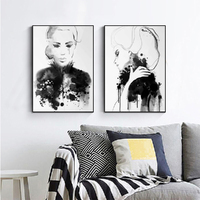 Wall Art 70cmx100cm Watercolor Sketch 2 Sets Black Frame Canvas thumbnail