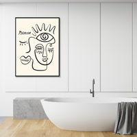 Wall Art 70cmx100cm Line Art By Pablo Picasso Black Frame Canvas thumbnail