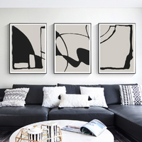 Wall Art 80cmx120cm Black Beige 3 Sets Black Frame Canvas thumbnail