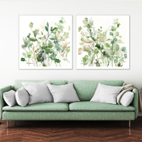 Wall Art 90cmx90cm  Sage Garden By Carol Robinson 2 Sets White Frame Canvas thumbnail