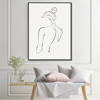 Wall Art 90cmx135cm Woman Back Line Art Black Frame Canvas thumbnail