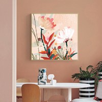 Wall Art 80cmx80cm Native Floral Gold Frame Canvas thumbnail