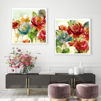 Wall Art 60cmx60cm Rosewater Garden By Carol Robinson 2 Sets White Frame Canvas thumbnail
