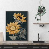 Wall Art 70cmx100cm Sunflowers Black Frame Canvas thumbnail