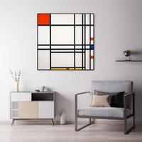Wall Art 50cmx50cm Abstract Art By Piet Mondrian Black Frame Canvas thumbnail