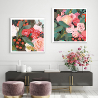Wall Art 100cmx100cm Eucalyptus Bouquet 2 Sets White Frame Canvas thumbnail