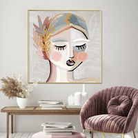 Wall Art 40cmx40cm Calm Girl Gold Frame Canvas thumbnail