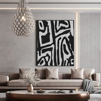 Wall Art 60cmx90cm Abstract Black Artwork Black Frame Canvas thumbnail