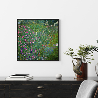 Wall Art 70cmx70cm Italian garden by Gustav Klimt Black Frame Canvas thumbnail